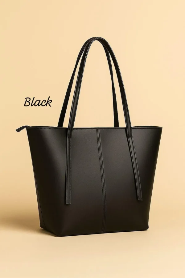 Shop Women’s PU Leather Plain Tote Bag at Bago (bago.valueshop.me, Lahore Pakistan). Elegant, durable & stylish tote bag perfect for daily and office use.