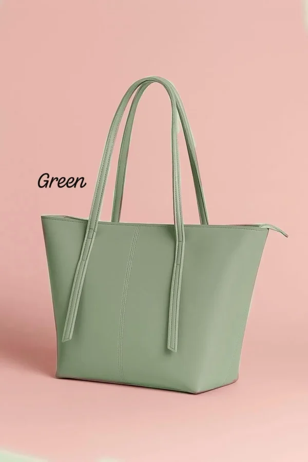 Shop Women’s PU Leather Plain Tote Bag at Bago (bago.valueshop.me, Lahore Pakistan). Elegant, durable & stylish tote bag perfect for daily and office use.
