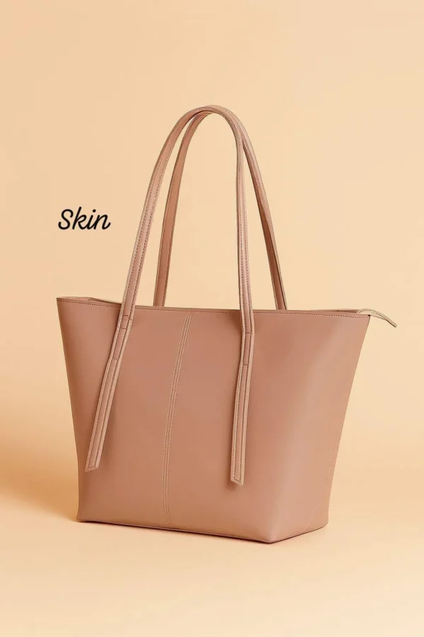 Shop Women’s PU Leather Plain Tote Bag at Bago (bago.valueshop.me, Lahore Pakistan). Elegant, durable & stylish tote bag perfect for daily and office use.
