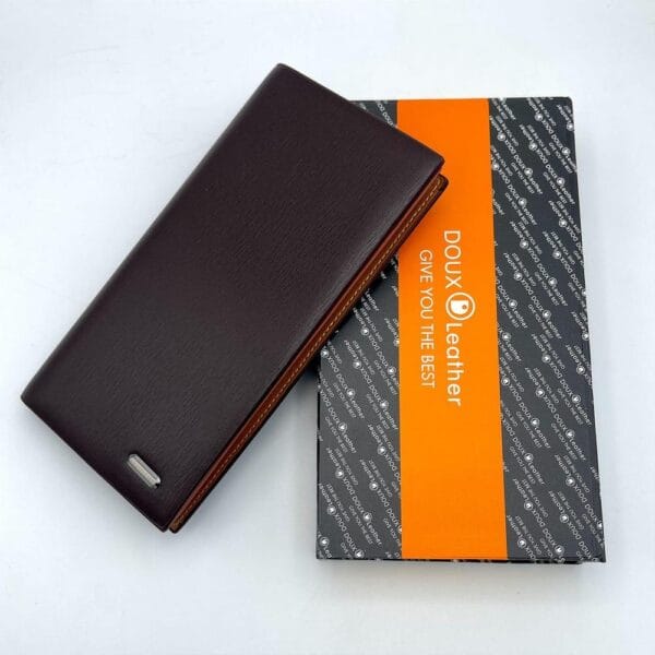 Men's Leather Textured Bi-Fold Long Wallet - Image 3