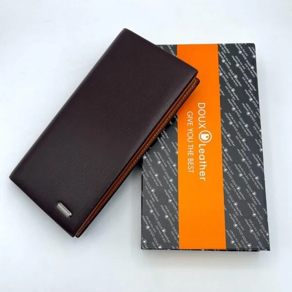 Men's Leather Textured Bi-Fold Long Wallet - Image 3