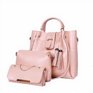Shop 3 Pcs Women’s PU Leather Shoulder Bag Set at Bago (bago.valueshop.me, Lahore Pakistan). Elegant, durable & stylish handbag set for daily & formal use.