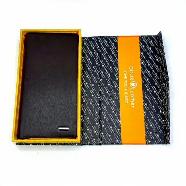 Men's Leather Textured Bi-Fold Long Wallet - Image 4